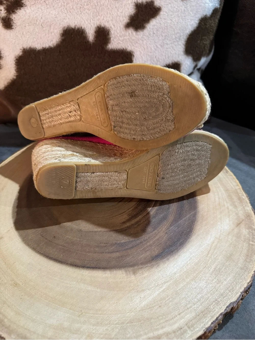 Coach Pink Espadrille with Tan Leather Trim